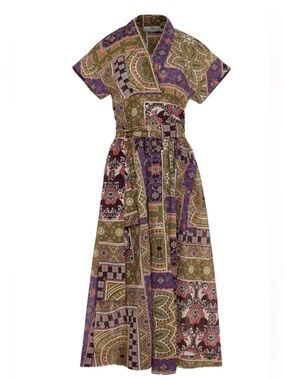 Devotion Twins Boho Patchwork Wrap Maxi Dress in Multicolor